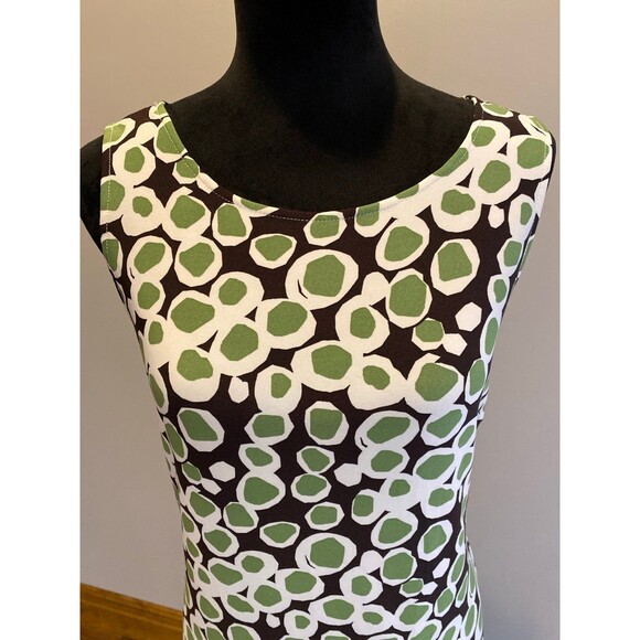 Danny & Nicole Dress size 10 Green Cream Fit & Flare + Stretch Sleeveless FUN - Picture 4 of 12
